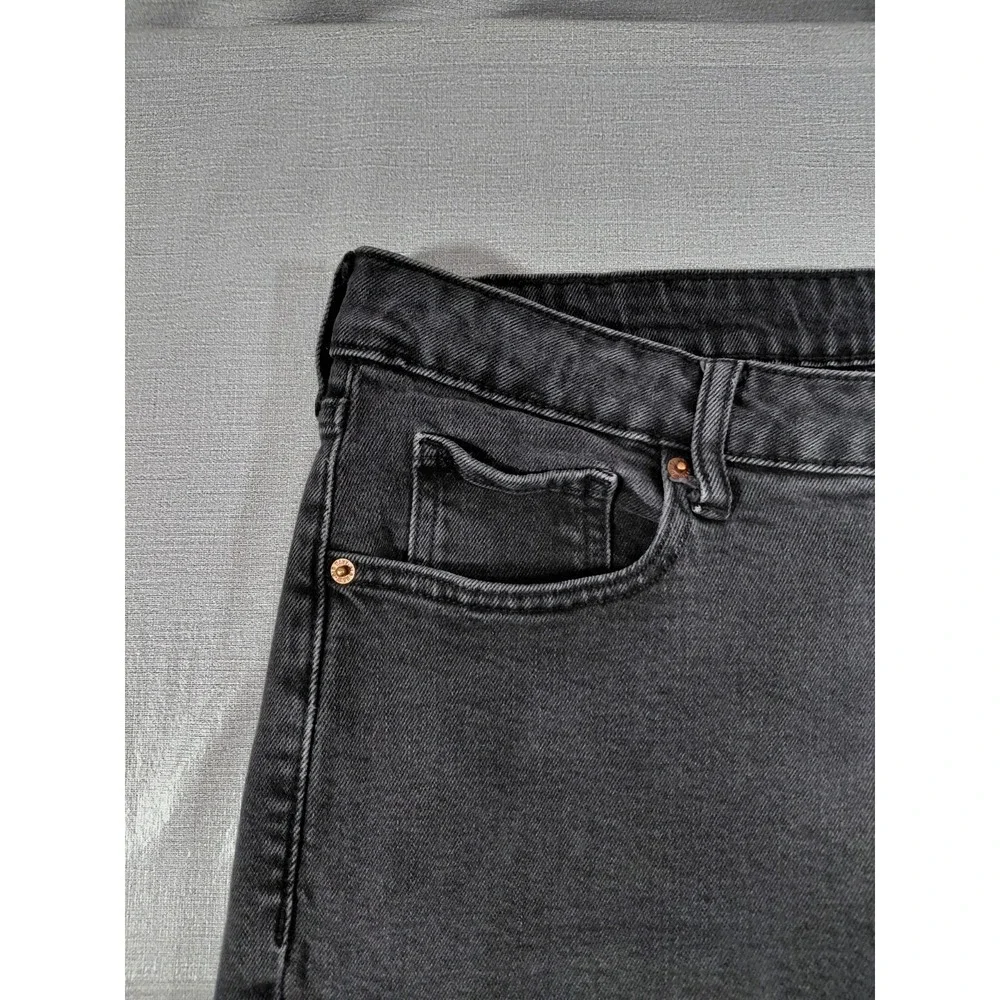 Old Navy High Rise O.G. Straight Jeans Button Fly Women's Sz 16 Black Denim‎